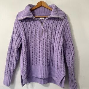 Aerie Light Purple Half Zip Turtleneck Cozy Chunky Knit Sweater Soft Girl XS